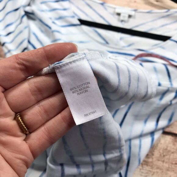 j. Jill shark‎ bite tunic blouse blue stripe detail - Picture 5 of 6